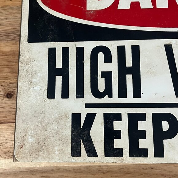 Vintage Work Sign Danger High Voltage Keep Away Garage Industrial Shop Man Cave - Picture 3 of 9
